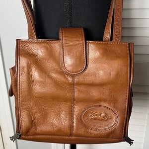 Vtg American Angel 90s Brown Leather Crossbody Bag Organizer Wallet Purse Cognac